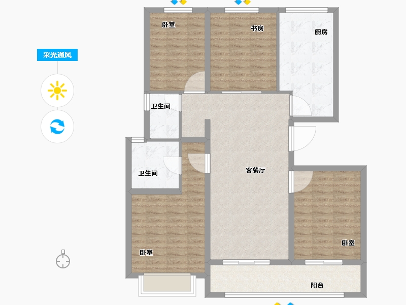 浙江省-宁波市-雅戈尔壹号-111.00-户型库-采光通风