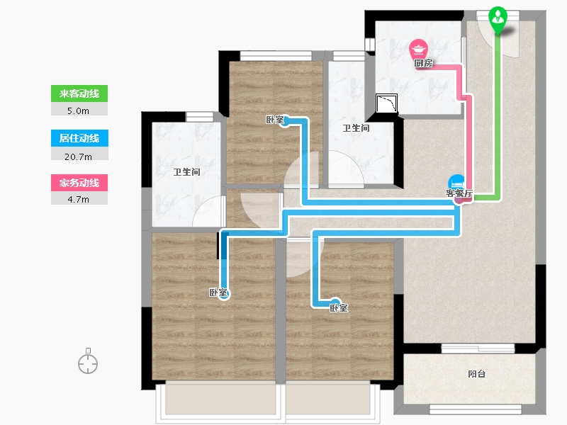 浙江省-杭州市-万科樟宜翠湾-72.53-户型库-动静线