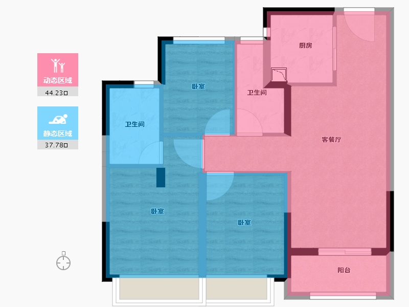 浙江省-杭州市-万科樟宜翠湾-72.53-户型库-动静分区