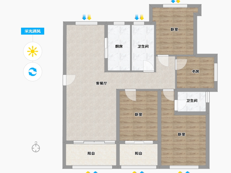 浙江省-杭州市-文居学府-100.25-户型库-采光通风