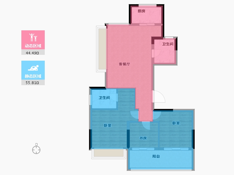 安徽省-芜湖市-信达·翡丽世家-90.55-户型库-动静分区