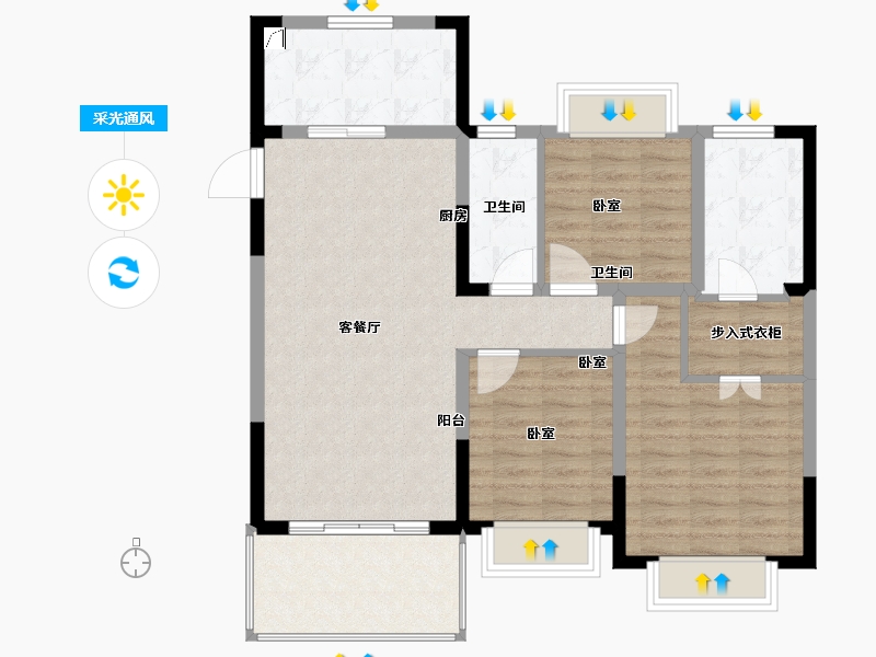 江苏省-无锡市-藕乐汇悦府Ⅱ期-94.00-户型库-采光通风