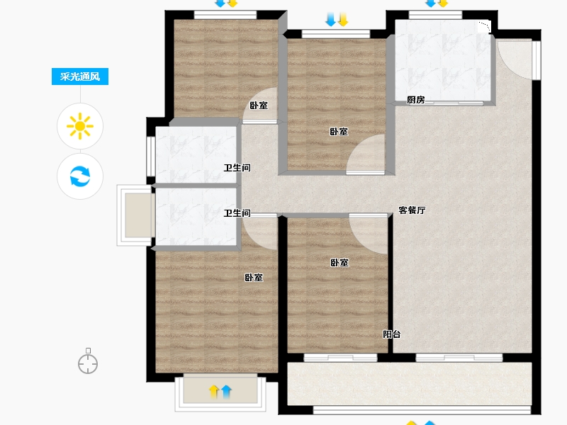 浙江省-丽水市-温溪首府-102.00-户型库-采光通风