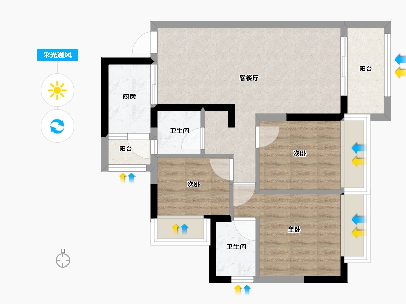 广东省-惠州市-中鑫悦府-63.20-户型库-采光通风