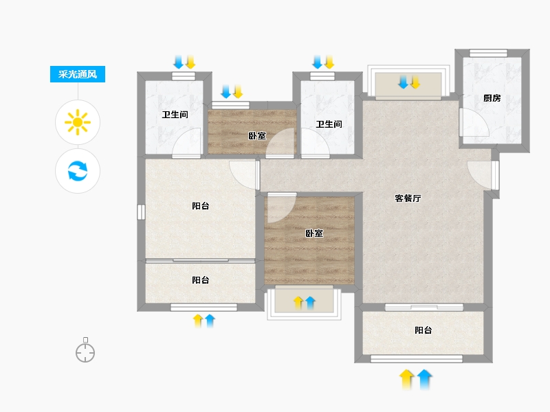 福建省-福州市-中海锦江城-71.00-户型库-采光通风