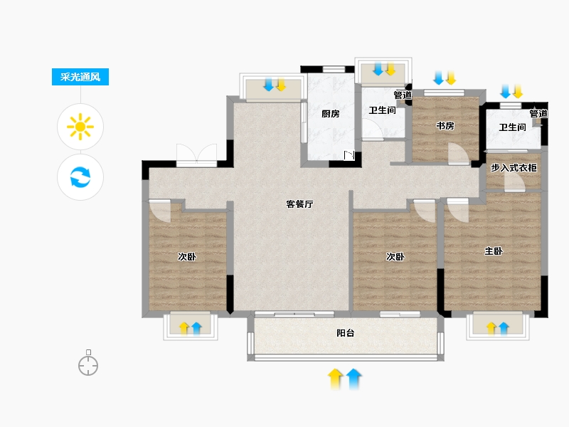 江苏省-泰州市-世茂璀璨泱颂-113.00-户型库-采光通风