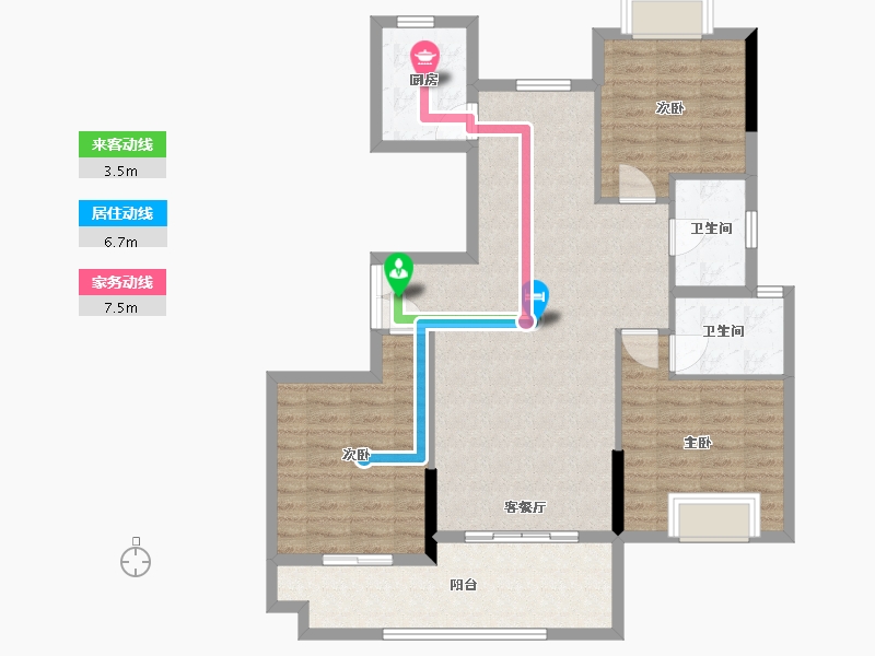 江苏省-南通市-沪润金域蓝湾-103.00-户型库-动静线