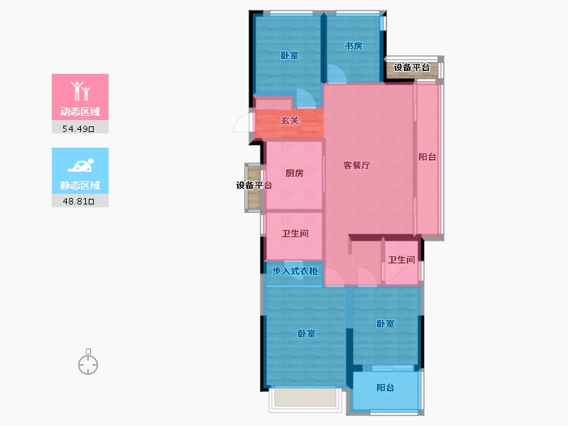 浙江省-宁波市-万科·东潮之滨-94.85-户型库-动静分区