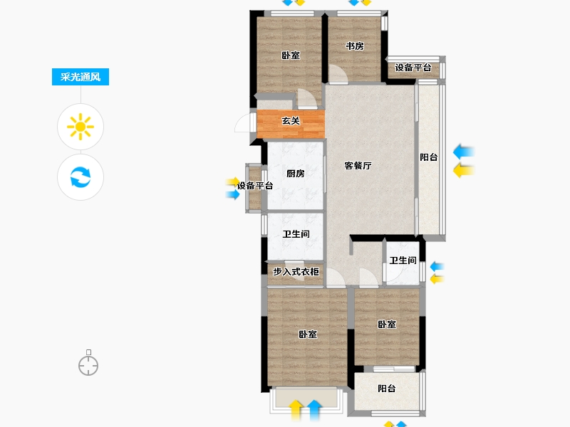 浙江省-宁波市-万科·东潮之滨-94.85-户型库-采光通风