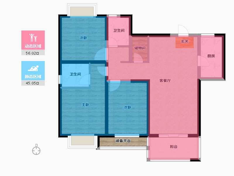 江苏省-常州市-7区上东住宅-92.00-户型库-动静分区