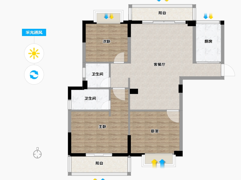 福建省-莆田市-凤达·南湖佳园-105.46-户型库-采光通风