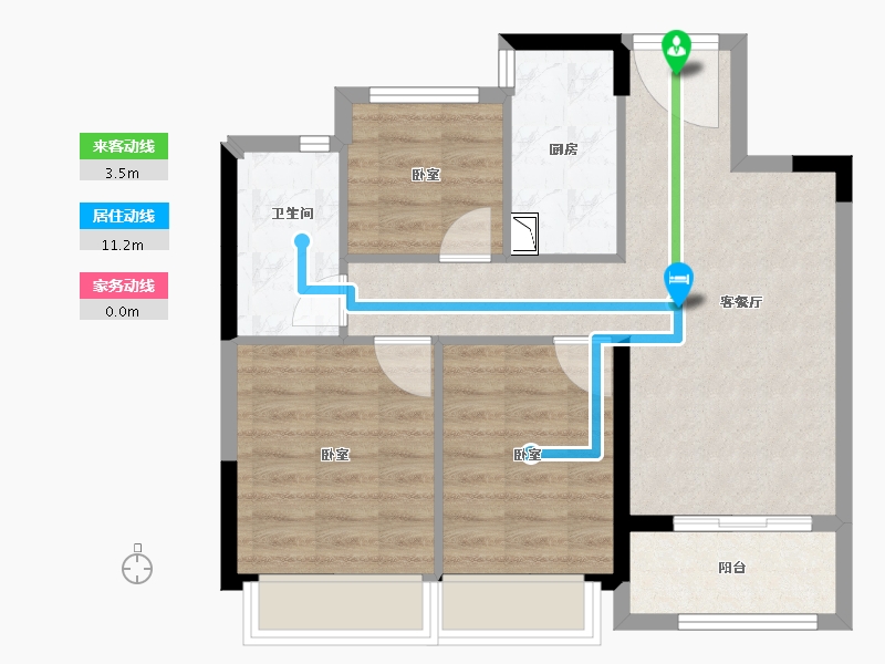 浙江省-杭州市-万科樟宜翠湾-64.02-户型库-动静线