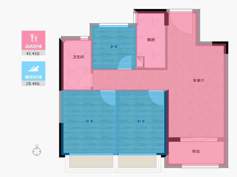 浙江省-杭州市-万科樟宜翠湾-64.02-户型库-动静分区