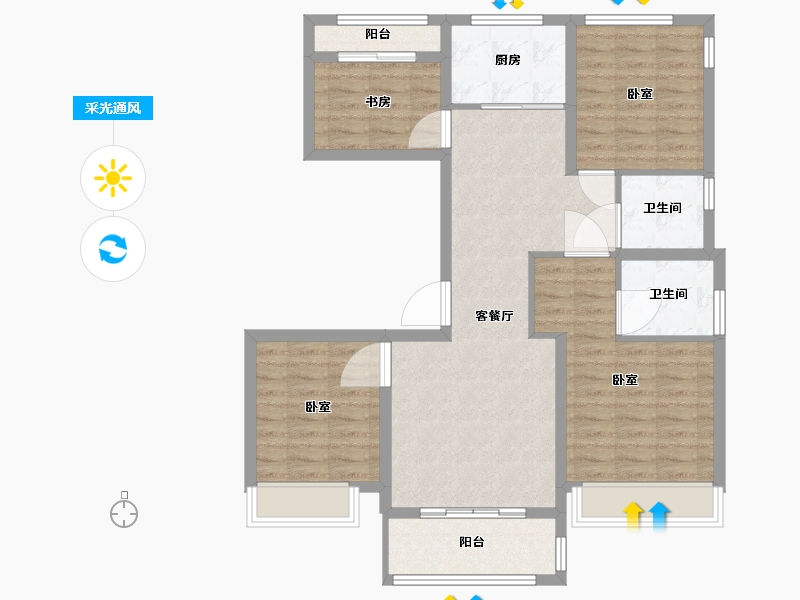 浙江省-温州市-奥体华府-95.00-户型库-采光通风