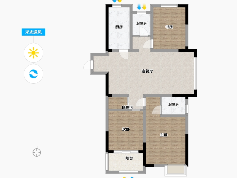 江苏省-淮安市-立孚悦府-100.00-户型库-采光通风