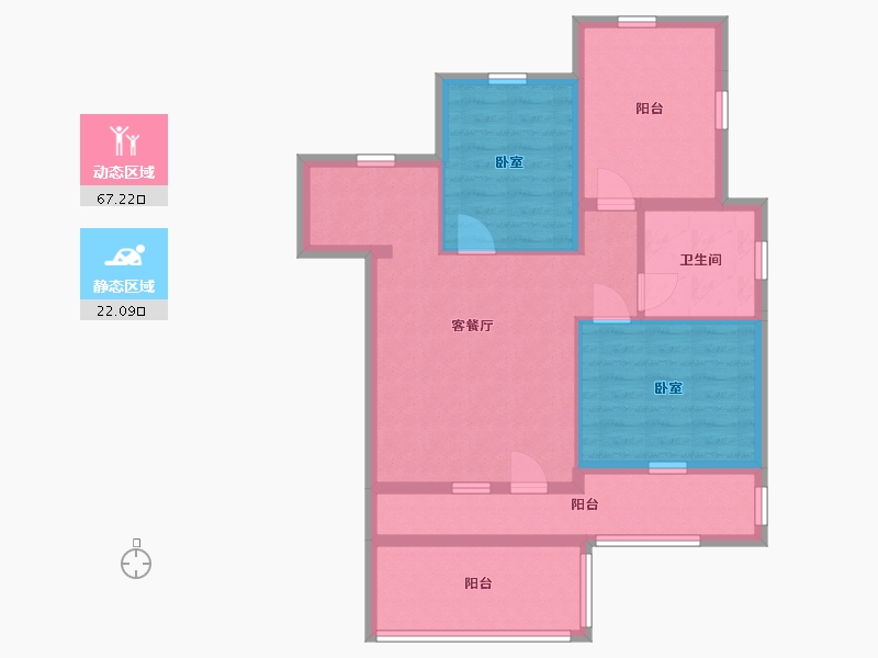 宁夏回族自治区-银川市-凤凰花园南区-78.45-户型库-动静分区