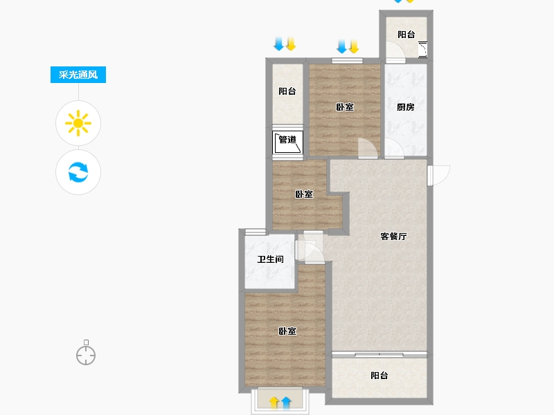 浙江省-湖州市-湖州恒大悦珑湾-82.00-户型库-采光通风