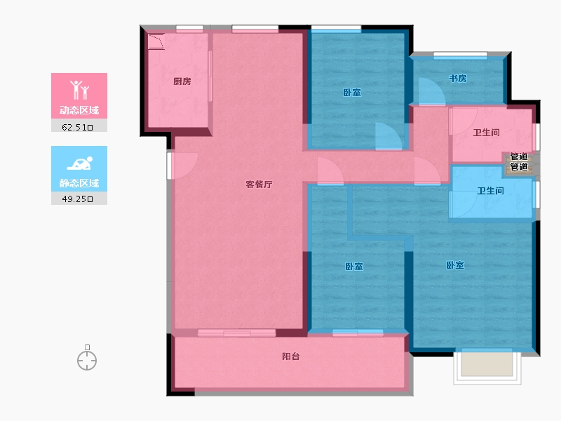 浙江省-湖州市-卓越杭州湾中心-100.00-户型库-动静分区