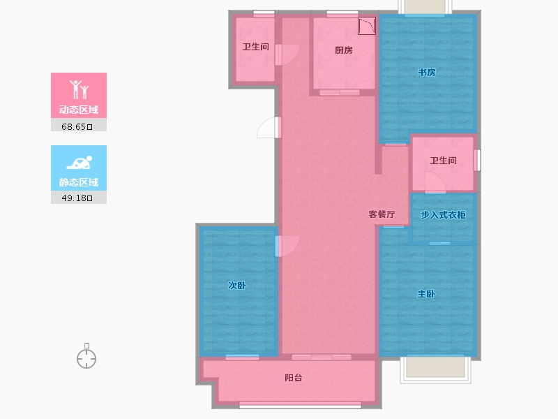 江苏省-淮安市-伊顿公馆-104.80-户型库-动静分区