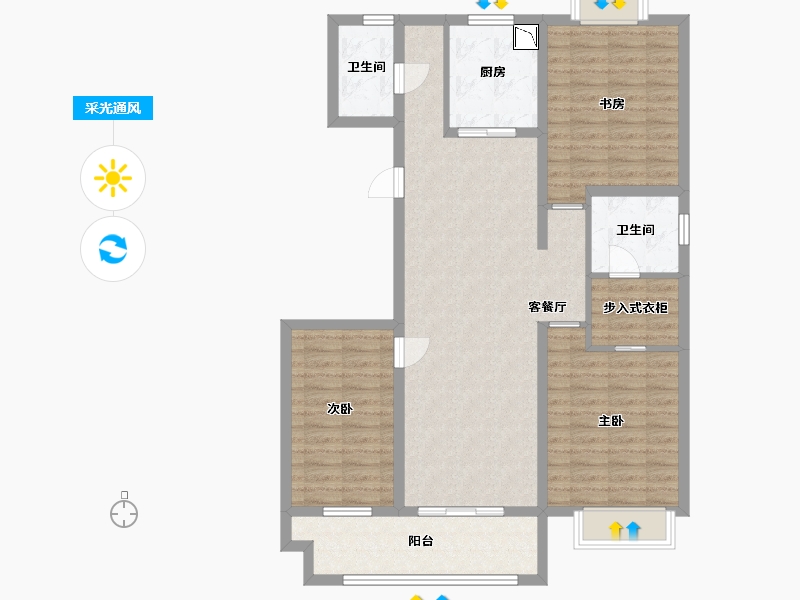 江苏省-淮安市-伊顿公馆-104.80-户型库-采光通风