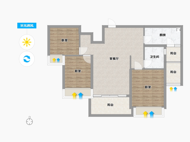 浙江省-湖州市-湖州恒大悦珑湾-84.00-户型库-采光通风