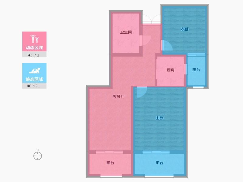 甘肃省-兰州市-众邦金水湾1号院-76.84-户型库-动静分区