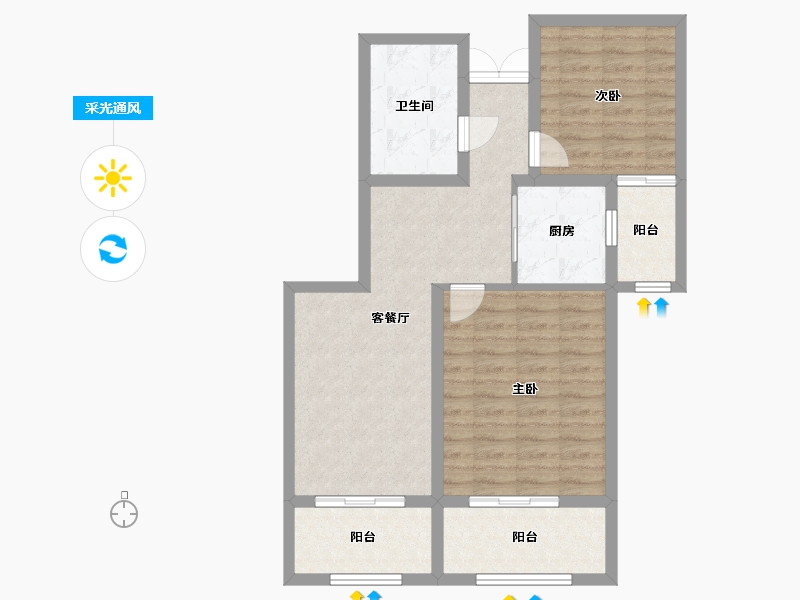 甘肃省-兰州市-众邦金水湾1号院-76.84-户型库-采光通风