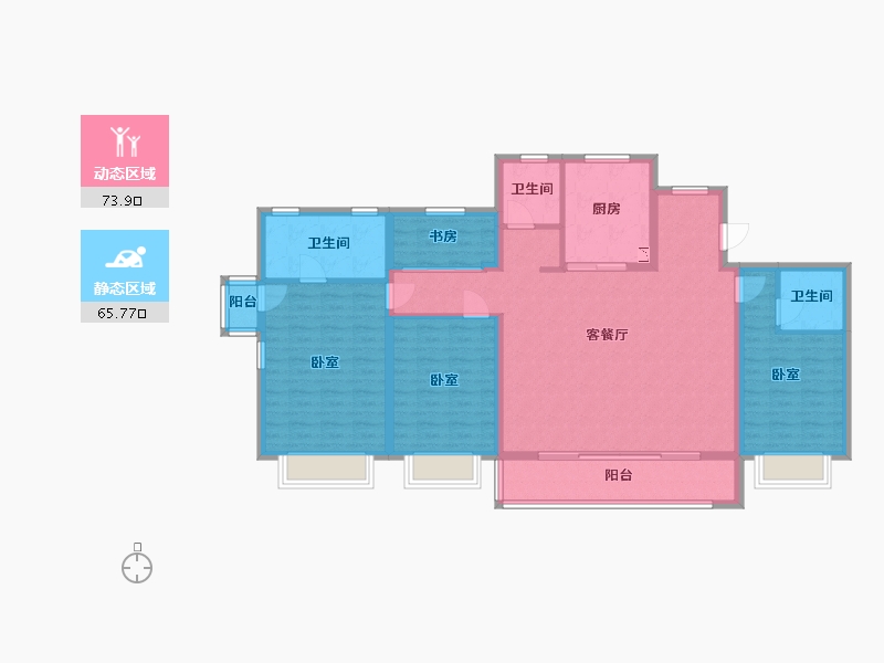 浙江省-宁波市-维科·水岸春晖-125.99-户型库-动静分区