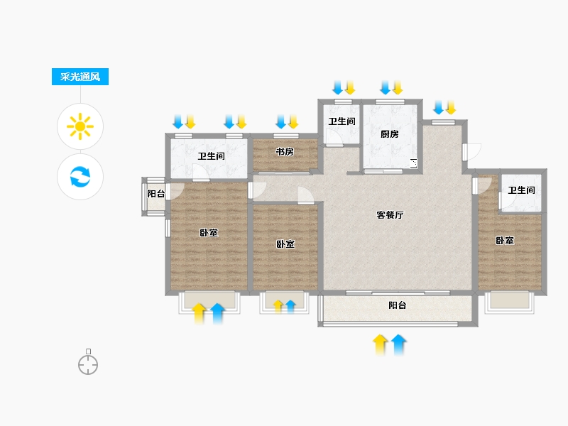 浙江省-宁波市-维科·水岸春晖-125.99-户型库-采光通风