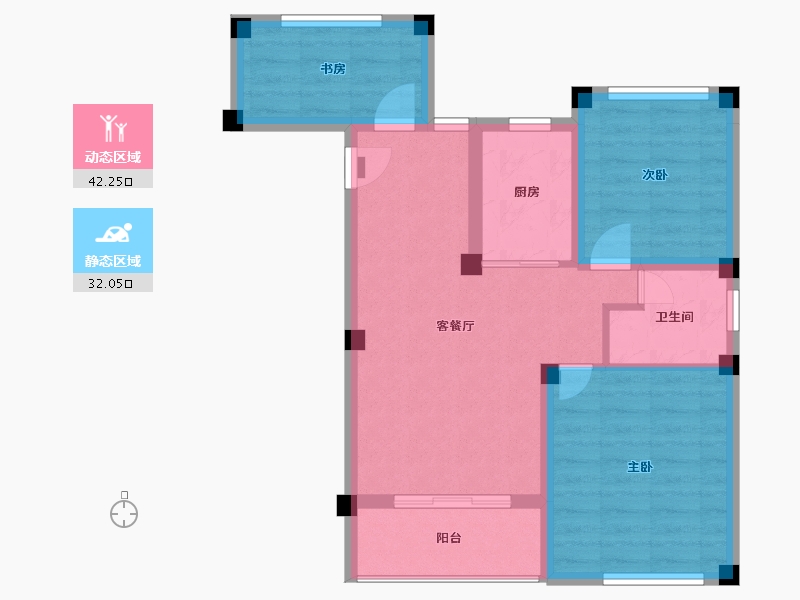 江苏省-苏州市-新都·泰和府-65.47-户型库-动静分区