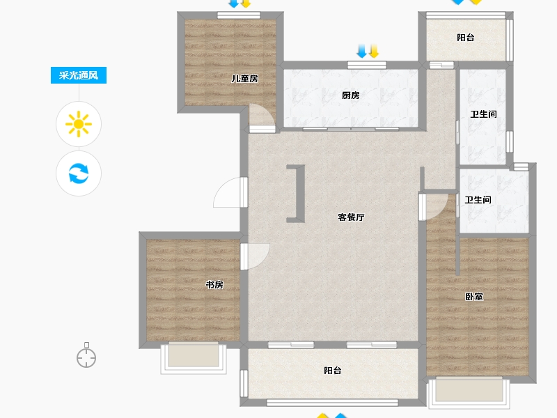 安徽省-合肥市-翡翠天际-114.00-户型库-采光通风