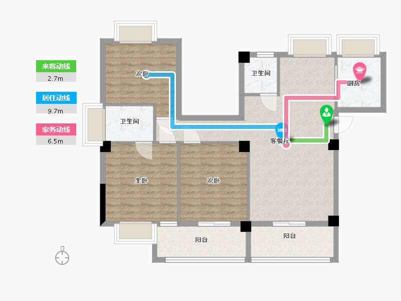 福建省-宁德市-屏南花亭小区-94.70-户型库-动静线