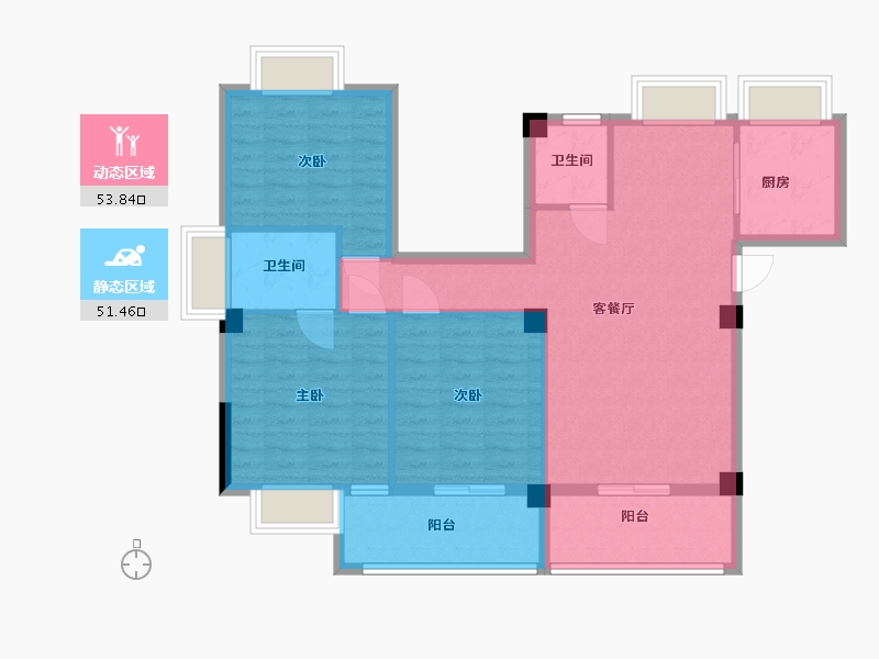 福建省-宁德市-屏南花亭小区-94.70-户型库-动静分区