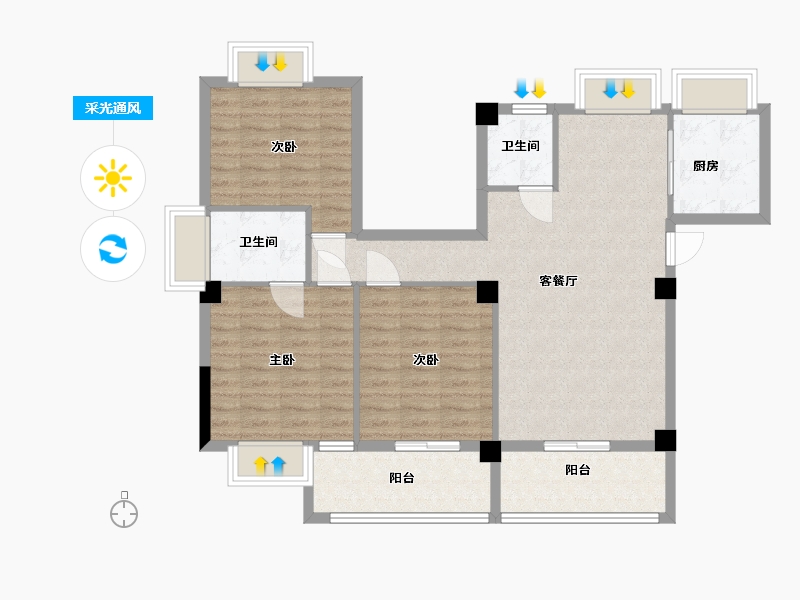 福建省-宁德市-屏南花亭小区-94.70-户型库-采光通风