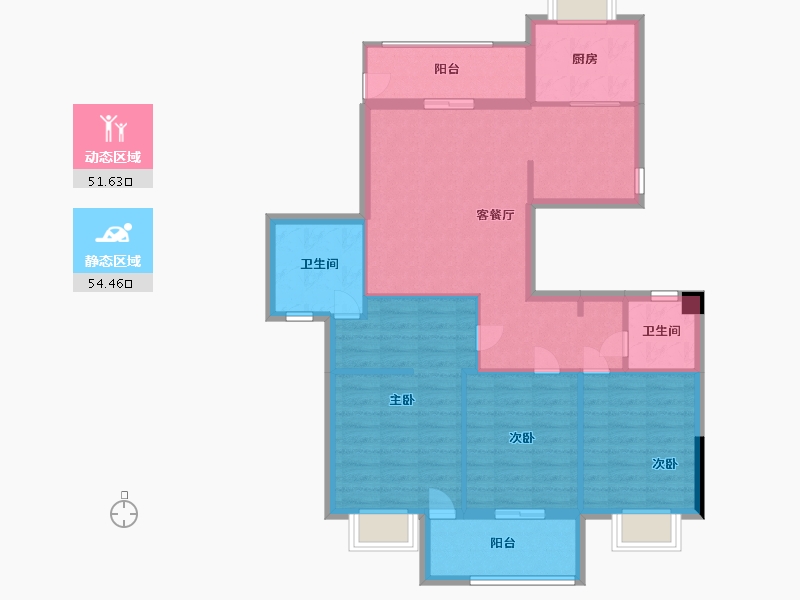 福建省-宁德市-屏南花亭小区-95.40-户型库-动静分区