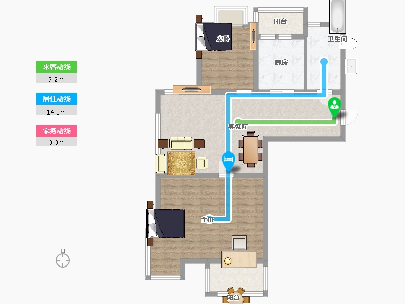 江苏省-淮安市-海通花园银座-85.65-户型库-动静线