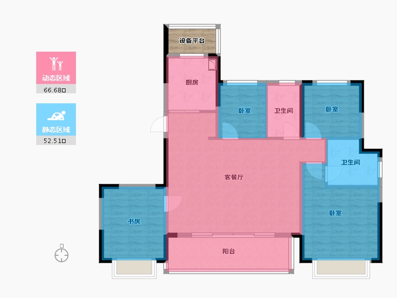 浙江省-宁波市-中国湾头·星湖湾-111.00-户型库-动静分区