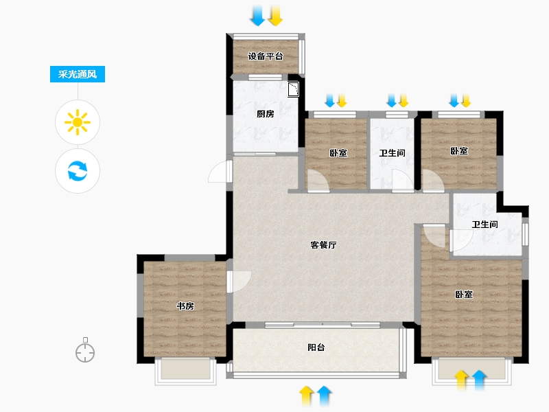 浙江省-宁波市-中国湾头·星湖湾-111.00-户型库-采光通风