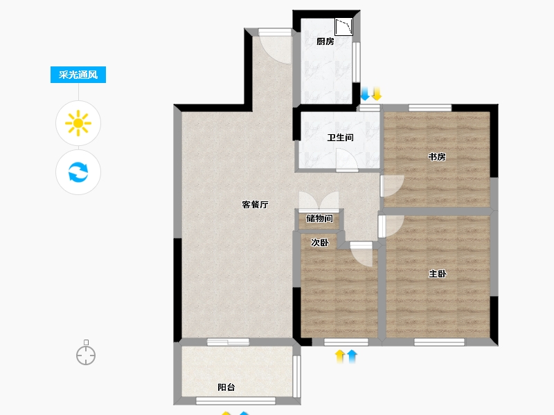 江苏省-盐城市-万泰时代城-80.94-户型库-采光通风