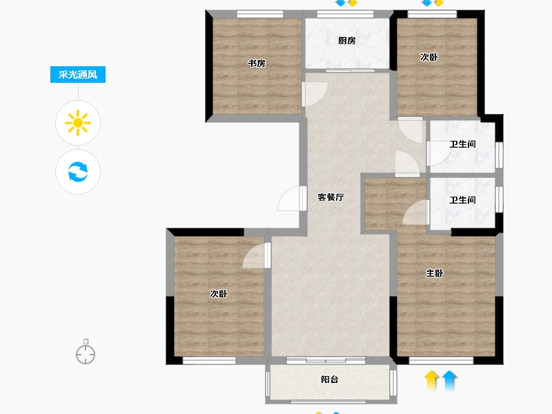 浙江省-温州市-碧桂园时代天麓府-94.00-户型库-采光通风