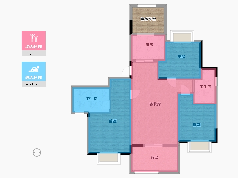 浙江省-嘉兴市-绿城·乌镇雅园-89.68-户型库-动静分区