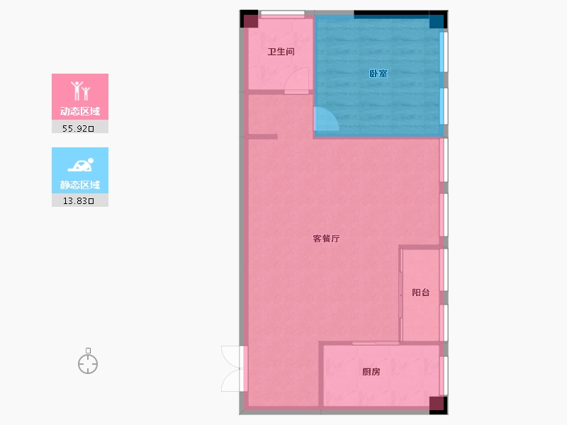 福建省-福州市-世茂福晟·华威钱隆奥体城-64.00-户型库-动静分区