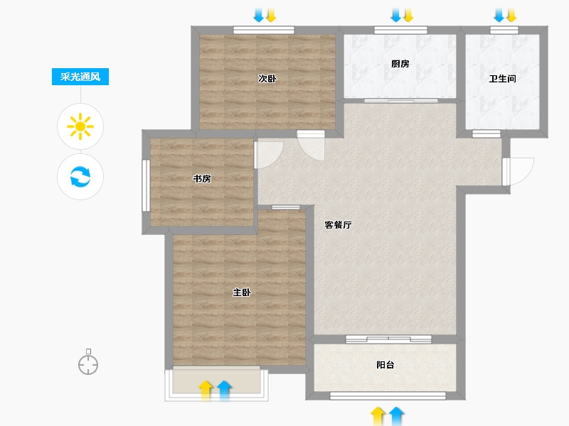 江苏省-淮安市-嘉润鸿锦苑-94.40-户型库-采光通风