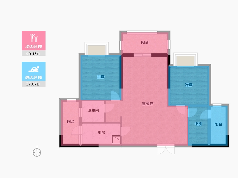 重庆-重庆市-西永9号-67.57-户型库-动静分区