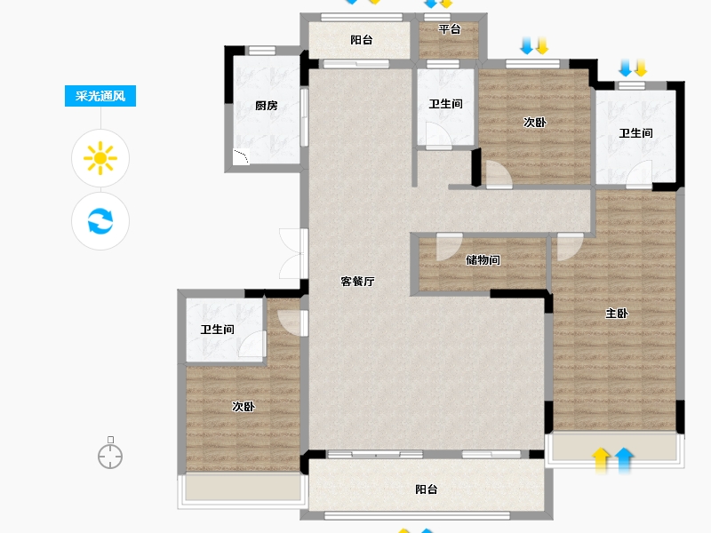 江苏省-徐州市-东方兰园-148.00-户型库-采光通风