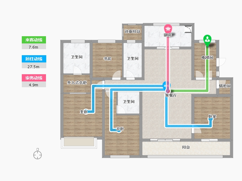 浙江省-宁波市-万科城蓝色东方-142.00-户型库-动静线