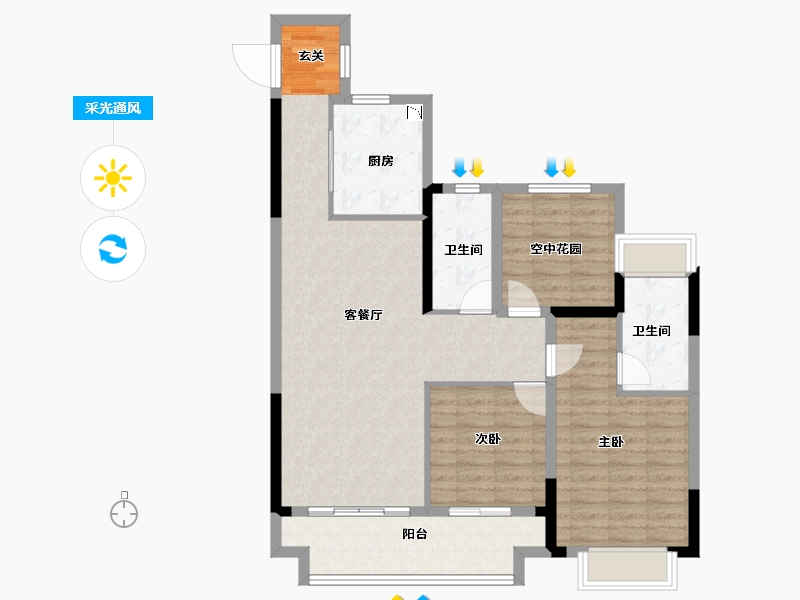 安徽省-滁州市-华侨城欢乐明湖-96.00-户型库-采光通风