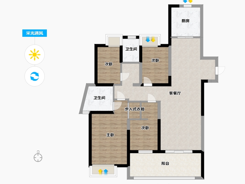 江苏省-淮安市-建华观园-公园道-106.40-户型库-采光通风