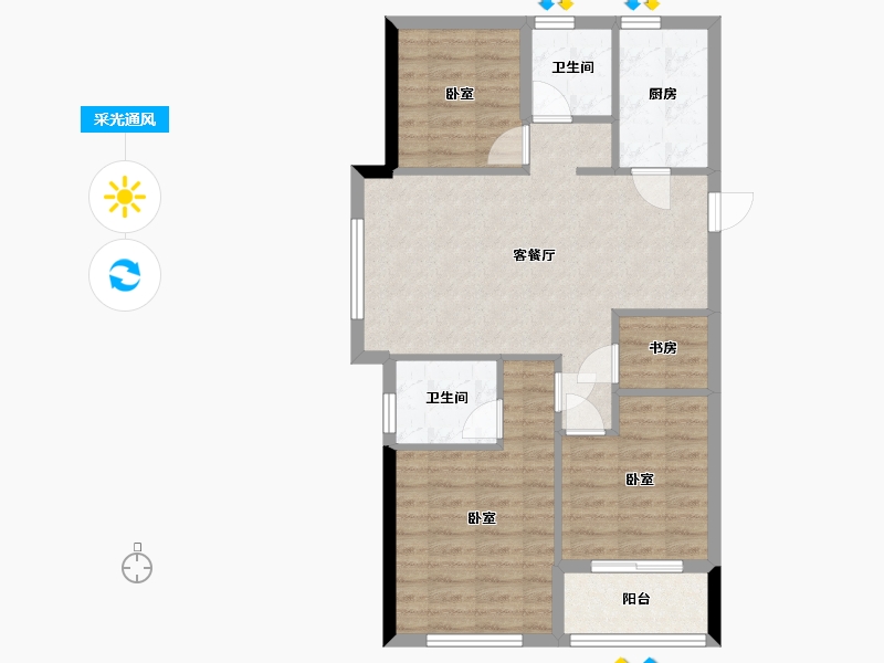 浙江省-杭州市-佳源优优锦城-75.53-户型库-采光通风