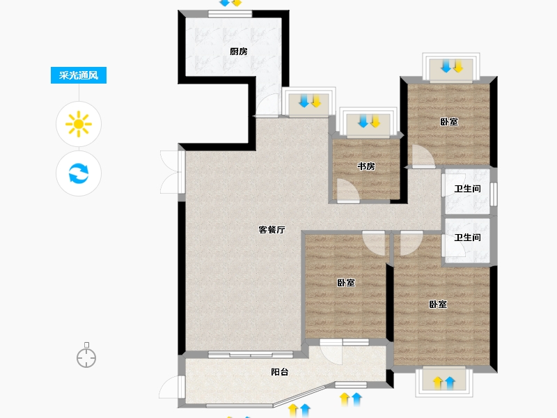 福建省-福州市-贵安新天地公寓-100.57-户型库-采光通风